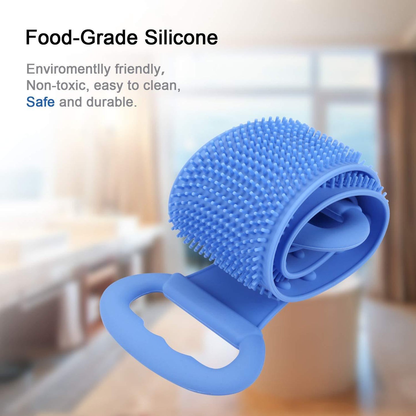Back Scrubber For Shower Exfoliating, Silicon Body Brush For Bathing